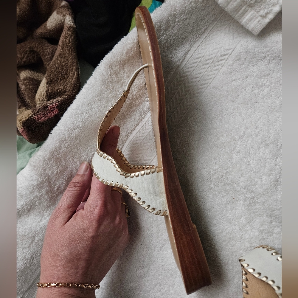Jack rogers jackie demi white leather wedge Sandals sz 10 - Picture 2 of 7